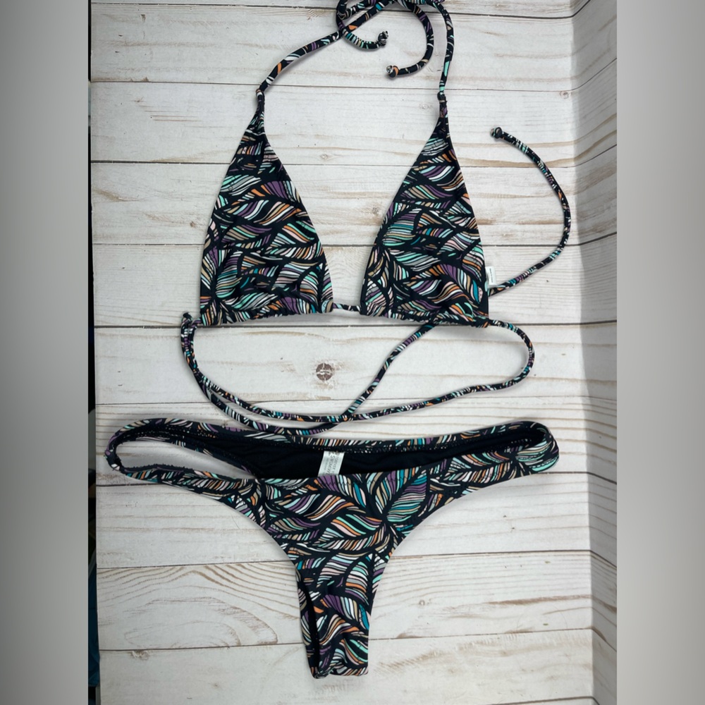 Forever Young Swimwear Micro bikini in mosaic palm print